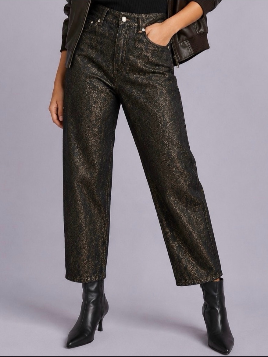 Old Navy High-Waisted Shine Og Straight Ankle Jeans Women’s 12 Dark Bronze